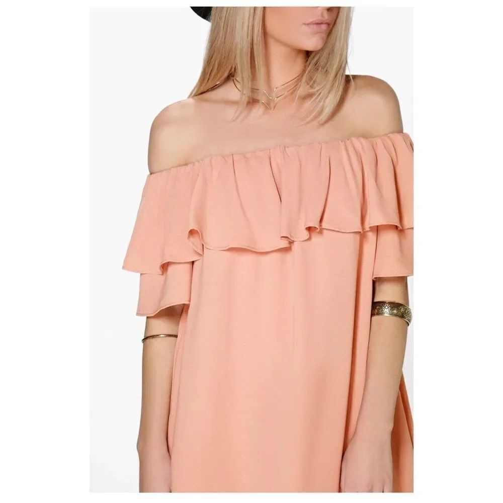 ✨Pink Off The Shoulder Ruffle Dress✨